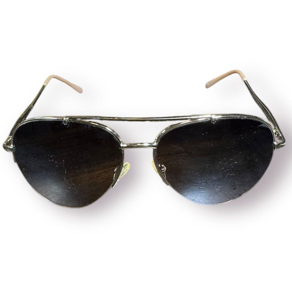 Nanette Lepore Aviator‎ Sunglasses Gold Glitter/Beige Frames